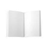 Recambio de cuaderno A5 abierto mostrando páginas lisas sin renglones