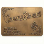 Conway Stewart digital gift card for one hundred pounds, bronze plaque design with scroll flourishes