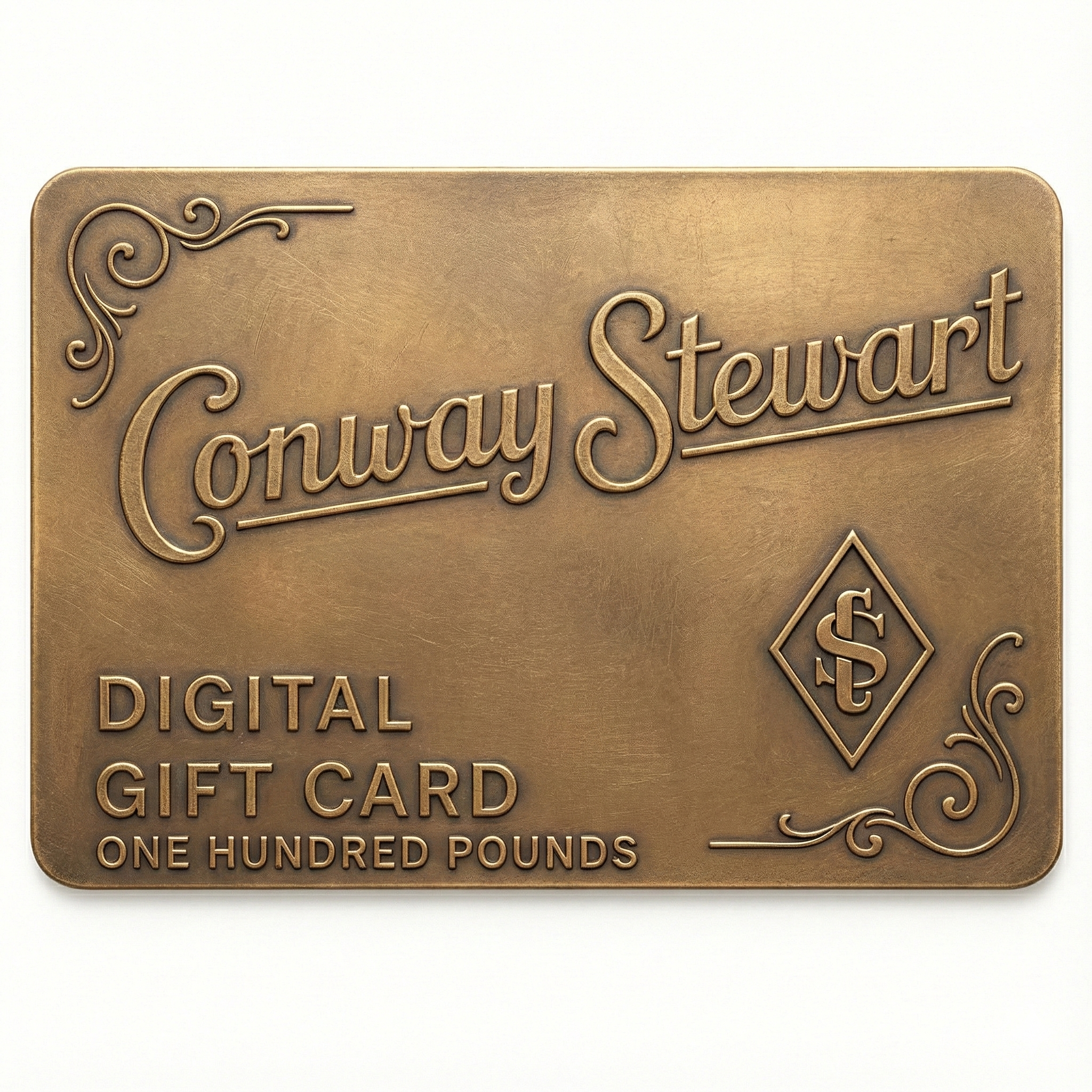 Conway Stewart电子礼品卡，面值一百英镑，青铜纹样卷草花饰设计