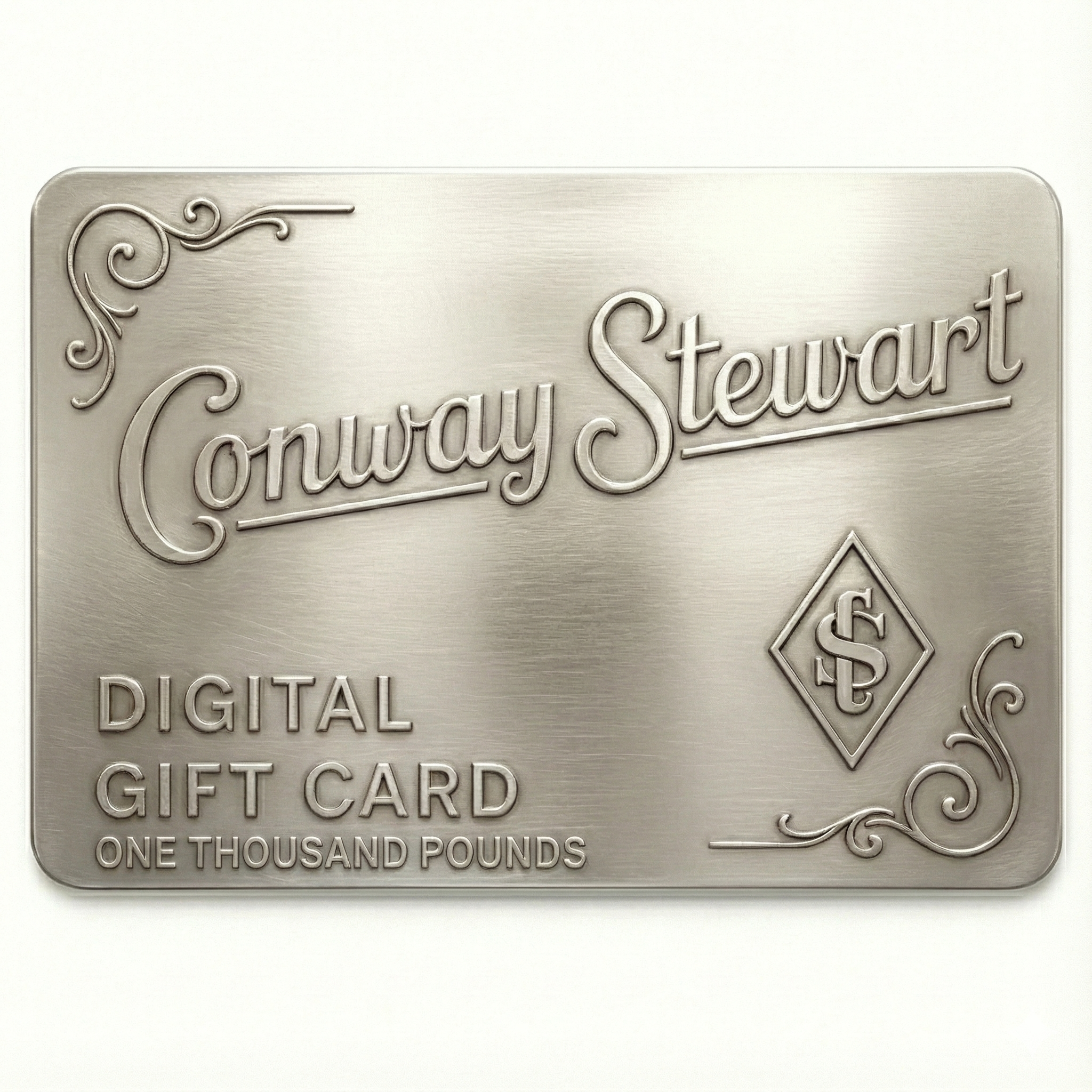 Conway Stewart电子礼品卡，面值一千英镑，锡镴纹样卷草花饰设计