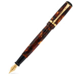 Conway Stewart Collectors Pen Classic Brown mit aufgesetzter Kappe und sichtbarer Goldfeder, Schildpatt-Edelharz mit Goldakzenten