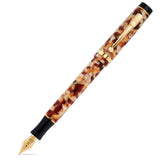 Stylo-plume Conway Stewart Duro Shingle fermé, acrylique moucheté ambre et crème avec sommet de capuchon noir et finitions dorées