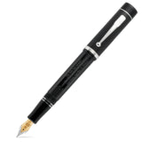 D-Day 80th Anniversary fountain pen, uncapped, showing engraved quote and gold nib