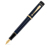 The Pol Roger 175th Anniversary fountain pen capped, navy blue finish with gold clip and trim