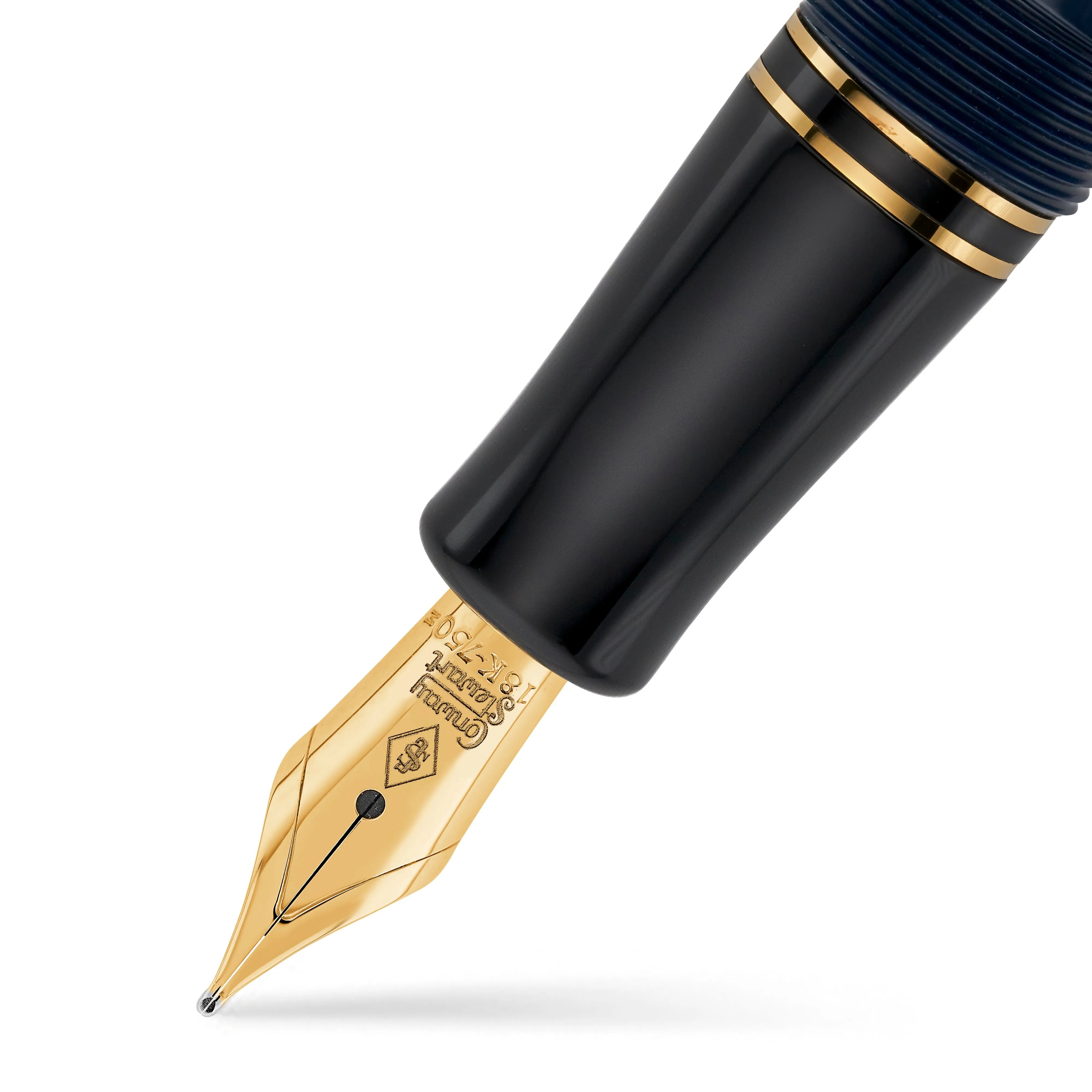 Close-up of the gold nib on The Pol Roger 175th Anniversary fountain pen