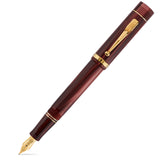 Conway Stewart Churchill Galaxy Silk Füllfederhalter, Kappe geschlossen, bordeauxrot geriffelt mit Goldakzenten