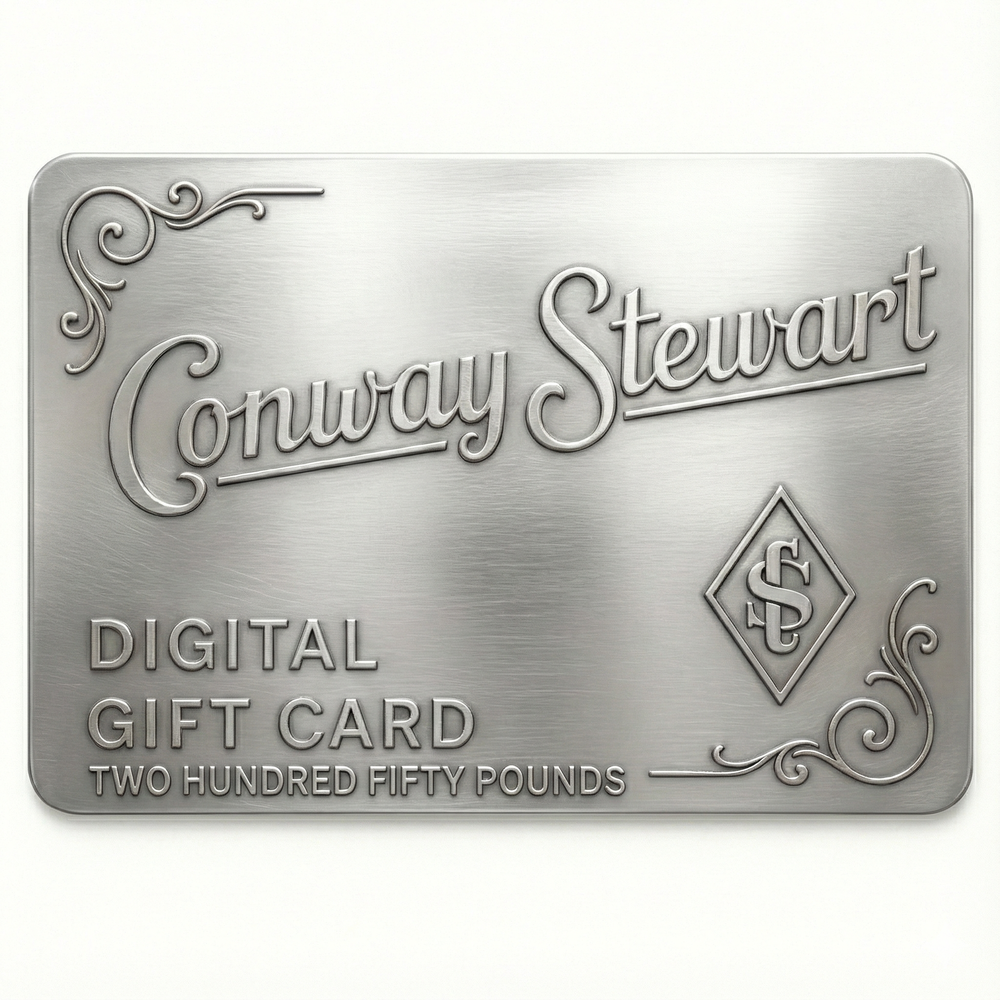Conway Stewart电子礼品卡，面值二百五十英镑，拉丝银设计