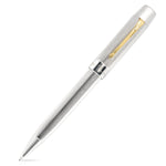 Dylan Thomas Propelling Pencil, cuerpo plateado guilloché con clip y detalles dorados