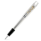 Doctor's Pen Tintenroller mit geschlossener Kappe, guillochierter Silberschaft mit goldenem Äskulapstab-Motiv