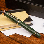 Brunel GWR Pen in GWR-Grün, kupferne Kappenkuppe, Roségold-Beschläge, gravierte Unterschrift von Isambard Kingdom Brunel