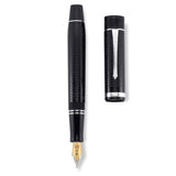 VE-Day pen shown capped and uncapped, top-down view revealing the gold nib