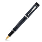Conway Stewart Churchill Lawyer's Pen à motif chevron bleu marine, fermé, finitions argentées