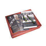 Set de regalo Churchill Heritage con folleto de contrastes, libro biográfico de Churchill y pluma estilográfica verde