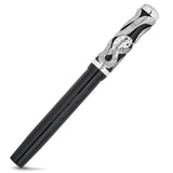 Henry Simpole Special pen at a mirrored angle, showing the silver serpent cap design in full