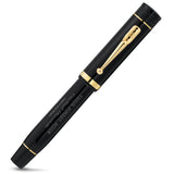 Churchill Heritage Their Finest Hour Stift mit geschlossener schwarzer Kappe und Goldakzenten, gravierter Schaft