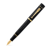 Churchill Heritage THEIR FINEST HOUR Classic Black Füllfederhalter, Kappe geschlossen, schwarz mit goldenem Clip