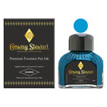Conway Stewart Aqua Blue Füllfederhalter-Tinte in Flaschen, verpackte 80-ml-Flasche mit Tintenmuster