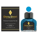 Conway Stewart Aqua Blue Füllfederhalter-Tinte in Flaschen, verpackte 80-ml-Flasche mit Tintenmuster