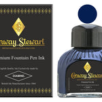 Conway Stewart Blue Black Füllfederhalter-Tinte in Flaschen, verpackte 80-ml-Flasche mit Tintenmuster