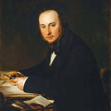 Ölporträt von Isambard Kingdom Brunel, sitzend an einem Schreibtisch, Stift in der Hand