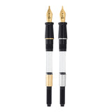 Plumes de calligraphie taille 5 avec alimentation et convertisseur, versions cerclées d'or et d'argent