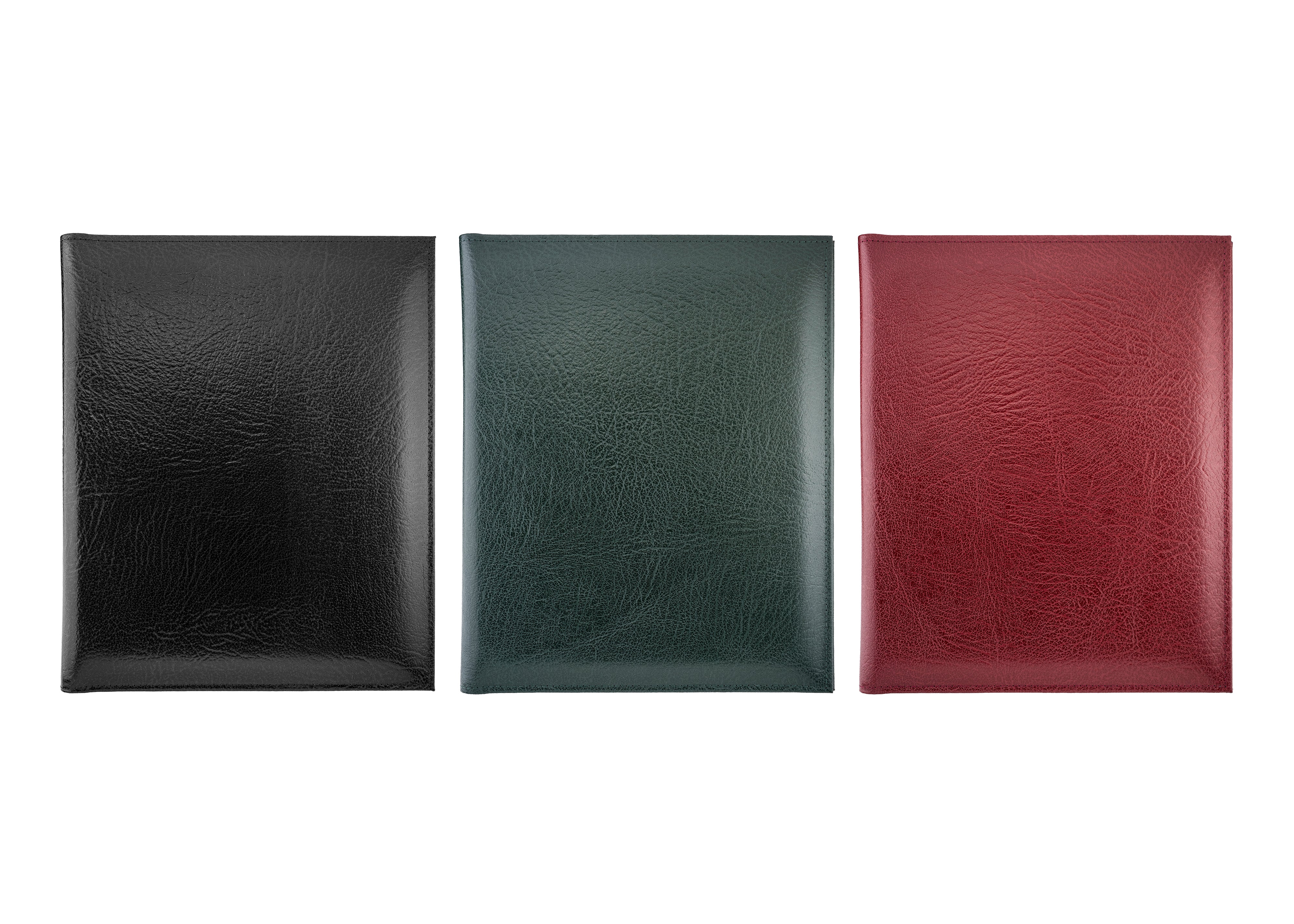 Porte-documents A4 en cuir Conway Stewart présenté en cuir noir, vert et bordeaux