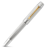 King Charles III Coronation Tintenroller, anderer Blickwinkel, silbernes Chevron-Muster mit goldenem Clip