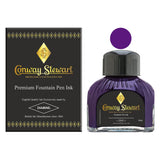 Conway Stewart Imperial Purple Füllfederhalter-Tinte in Flaschen, verpackte 80-ml-Flasche mit Tintenmuster