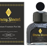 Conway Stewart Onyx Black Füllfederhalter-Tinte in Flaschen, verpackte 80-ml-Flasche mit Tintenmuster