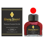 Conway Stewart Poppy Red Füllfederhalter-Tinte in Flaschen, verpackte 80-ml-Flasche mit Tintenmuster