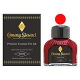 Conway Stewart Poppy Red Füllfederhalter-Tinte in Flaschen, verpackte 80-ml-Flasche mit Tintenmuster