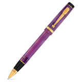Duro Purple Amethyst Tintenroller auf weißem Hintergrund, violett marmoriertes Edelharz mit Goldakzenten