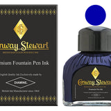 Conway Stewart Sapphire Blue Füllfederhalter-Tinte in Flaschen, verpackte 80-ml-Flasche mit Tintenmuster