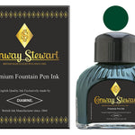 Conway Stewart Sherwood Green Füllfederhalter-Tinte in Flaschen, verpackte 80-ml-Flasche mit Tintenmuster