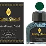 Conway Stewart Sherwood Green Füllfederhalter-Tinte in Flaschen, verpackte 80-ml-Flasche mit Tintenmuster