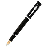 Churchill Classic Black Silver pen capped, diagonal view of the black barrel with silver-tone trim