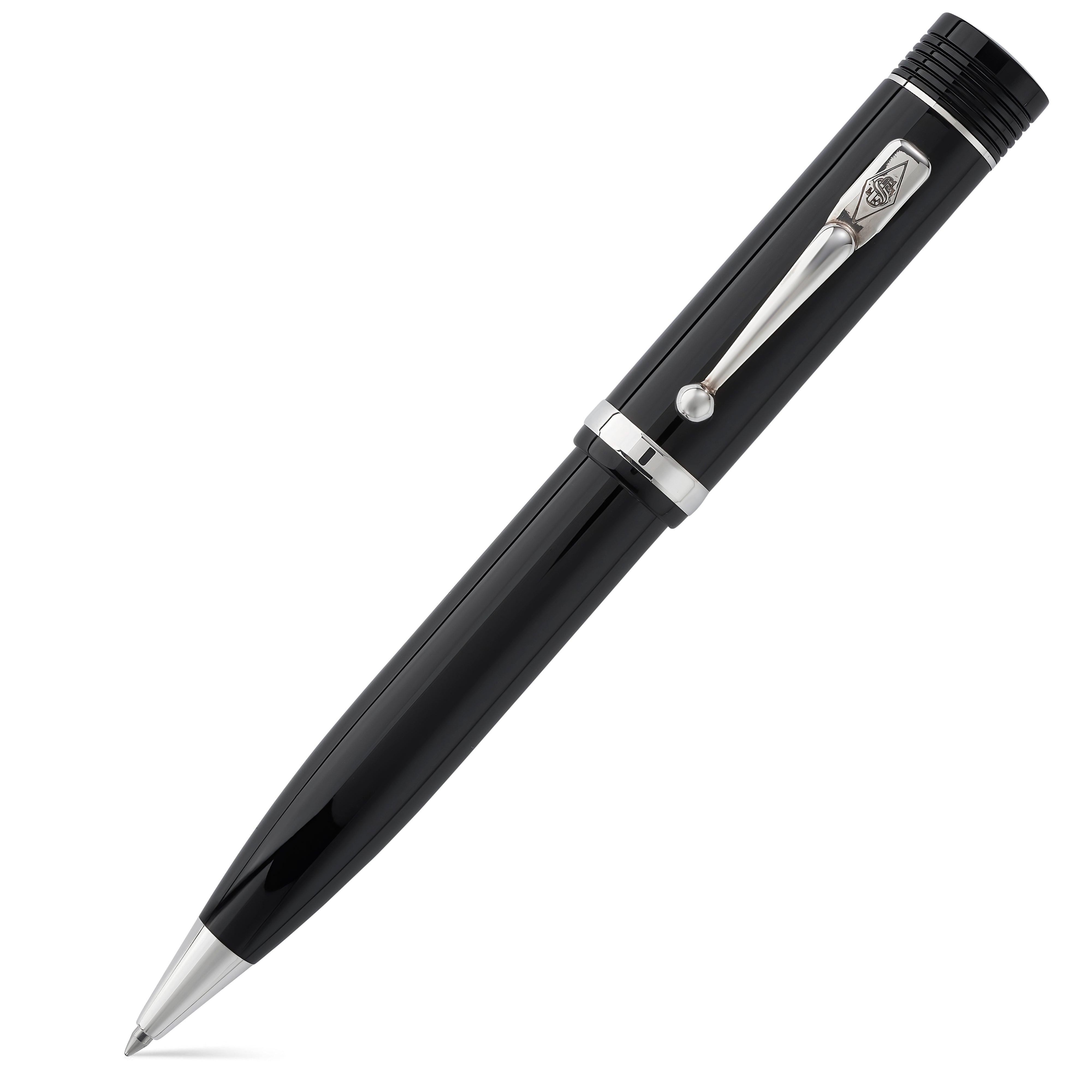 Churchill Classic Black Silver पेंसिल चमकदार काले रंग में, सिल्वर क्लिप और टिप के साथ