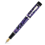 Conway Stewart Churchill Wisteria fountain pen, capped, shown diagonally with rhodium-plated trim