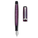 Collectors Pen Amethyst Füllfederhalter und Kappe getrennt ausgelegt, von oben gezeigt