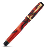Collectors Pen Black Whirl Füllfederhalter geschlossen, Rückansicht mit Blick auf goldenen Clip und Kappenband