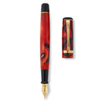 Collectors Pen Black Whirl Füllfederhalter und Kappe getrennt ausgelegt, von oben gezeigt