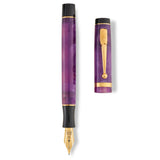 Corps et capuchon du stylo-plume Duro Purple Amethyst posés côte à côte, vue à plat de dessus