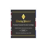 Emballage des cartouches d'encre pour stylo-plume Conway Stewart, vue de face de la boîte noire et dorée à la marque Diamine