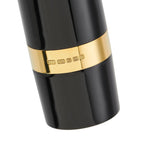 Close-up of the 9ct gold hallmark band, stamped 375, on the Marlborough Vintage Black Ebonite Gold fountain pen