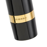 Close-up of the 9ct gold hallmark band, stamped 375, on the Marlborough Vintage Black Ebonite Gold fountain pen