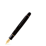 Conway Stewart Series 100 Lawyer's Pen, capped, shown diagonally in black with gold trim