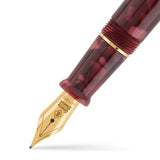 Close-up of the Series 58 Burgundy nib, a gold nib engraved with the Conway Stewart crest