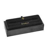 Geöffnete schwarze Conway Stewart Präsentationsbox für den Series 58 Classic Black Silver, leer gezeigt