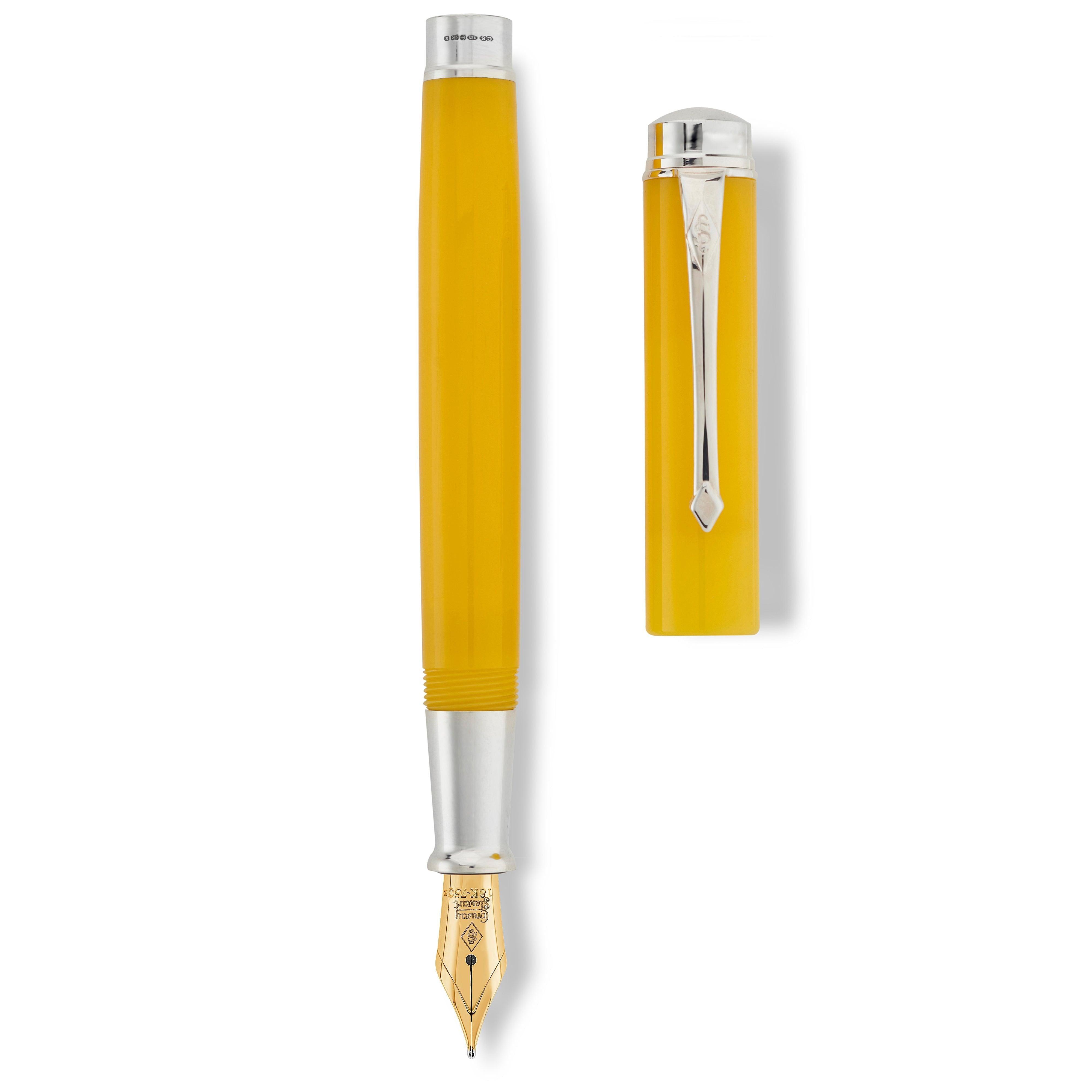 Silvicity Sunrise Yellow pen and cap shown separately from above, comparing barrel and cap