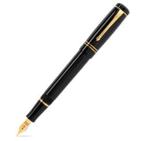 Winston Classic Black Gold fountain pen uncapped, glossy black lacquer with gold trim